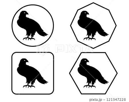 鷹のシンプルなアイコン4種類セット 121347228