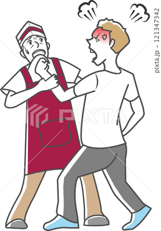 客に暴行される店員 121347342