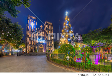 Saint Josephs Cathedral Church in Hanoi city before Christmas 121348064