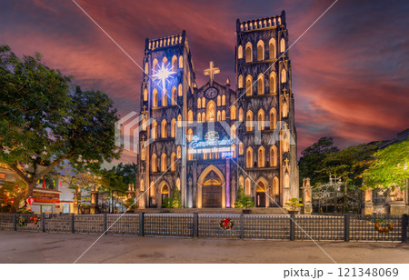 Saint Josephs Cathedral Church in Hanoi city before Christmas Saint Josephs Cathedral Church in Hanoi city before Christmas 121348069