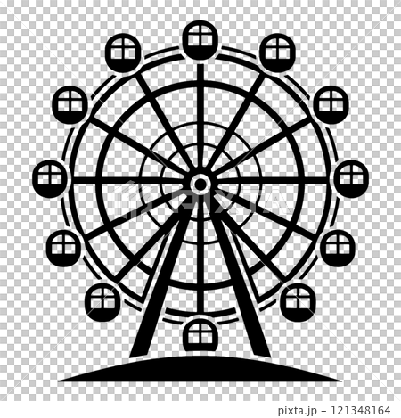 観覧車のシルエットイラスト　透過背景の切り抜き 121348164