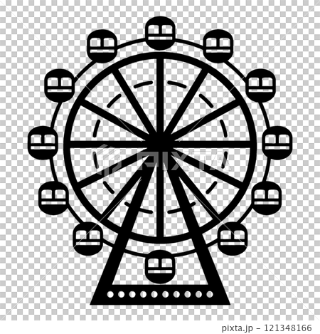 観覧車のシルエットイラスト　透過背景の切り抜き 121348166