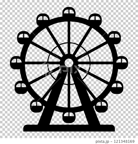透明背景上的摩天輪剪影圖切口 121348169
