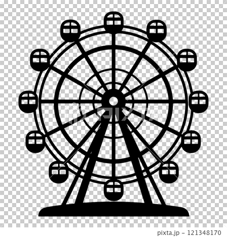 透明背景上的摩天輪剪影圖切口 121348170