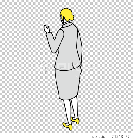 Isometric_站立女人的後視圖插圖 Isometric_站立女人的後視圖插圖 121348177