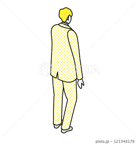 アイソメトリック_スーツ姿で立っている男性の後ろ姿のイラスト 121348178