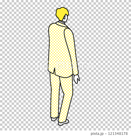アイソメトリック_スーツ姿で立っている男性の後ろ姿のイラスト 121348178