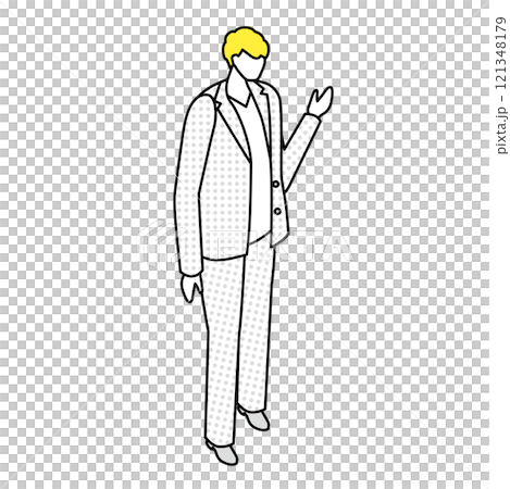 アイソメトリック_スーツ姿で立っている男性のイラスト 121348179