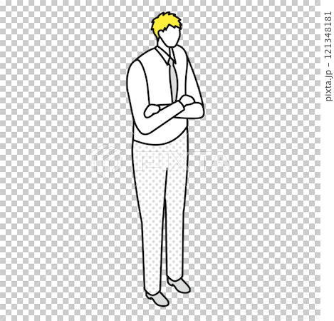 Isometric illustration of a man standing with his arms crossed in a shirt and tie Isometric illustration of a man standing with his arms crossed in a shirt and tie 121348181