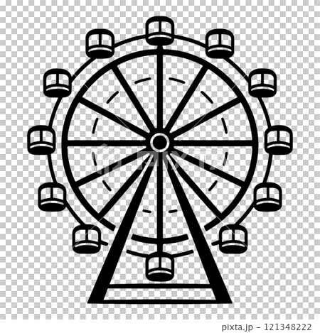 観覧車のシルエットイラスト　透過背景の切り抜き 121348222