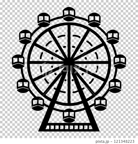 観覧車のシルエットイラスト　透過背景の切り抜き 121348223