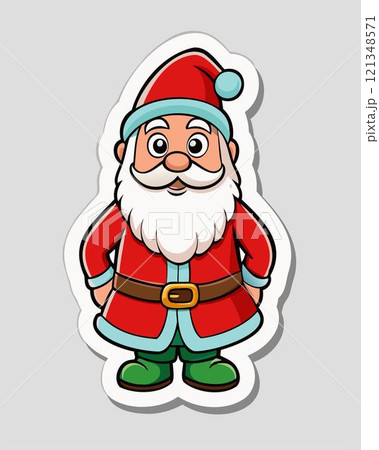 Santa claus character. Cute christmas decoration. Holiday xmas sticker cartoon illustration 121348571
