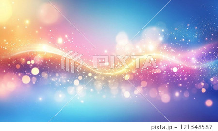 水色のキラキラした光と玉ボケ 121348587