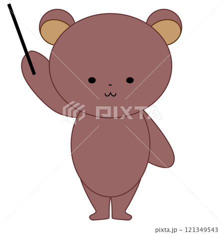 指し棒を持つかわいいクマの全身イラスト 121349543
