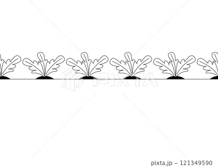 Beet in ground. Vector seamless repeating illustration. Editable drawing on white background. Beet in ground. Vector seamless repeating illustration. Editable drawing on white background. 121349590