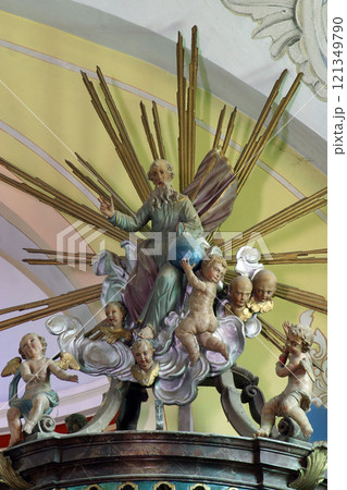 God the Father, statue on the pulpit in the church of Saint Barbara in the Bedekovcina, Croatia God the Father, statue on the pulpit in the church of Saint Barbara in the Bedekovcina, Croatia 121349790