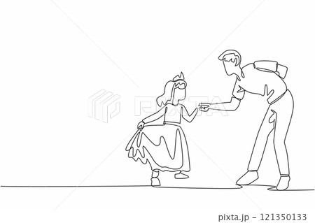 Single continuous line drawing mother lying on the floor lifting her daughter. Like an airplane. Play together. Pampering children. National Single Parent Day. One line design vector illustration 121350133