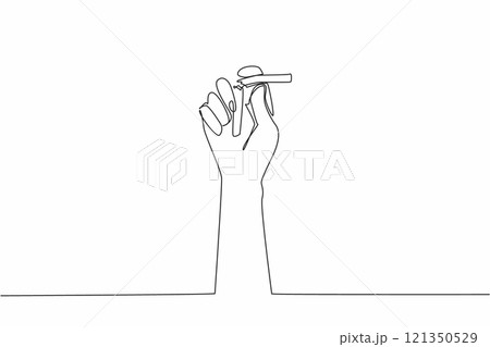 Single one line drawing one hand is breaking a cigarette into 2 parts. Stop the bad habit that does not have many benefits. Smoking is a waste of time. Continuous line design graphic illustration Single one line drawing one hand is breaking a cigarette into 2 parts. Stop the bad habit that does not have many benefits. Smoking is a waste of time. Continuous line design graphic illustration 121350529