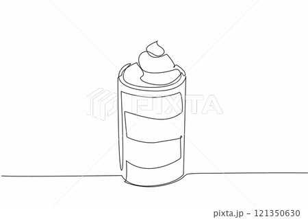 Single continuous line drawing one glass of chocolate mousse with layers of color topped with whipped cream. Unparalleled pleasure. National Chocolate Mousse Day. One line design vector illustration Single continuous line drawing one glass of chocolate mousse with layers of color topped with whipped cream. Unparalleled pleasure. National Chocolate Mousse Day. One line design vector illustration 121350630