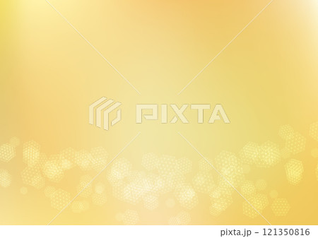 麻の葉模様の六角形が舞う金色のグラデーション背景 121350816