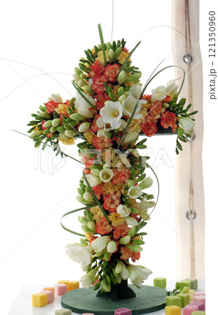 Cross, Flowers exposed on Floraart, 52 international garden exhibition on lake Bundek in Zagreb 121350960