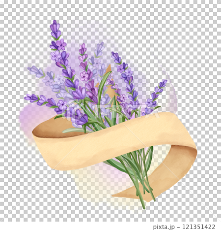 Bouquet of Lavender flowers. Hand drawn floral illustration 121351422