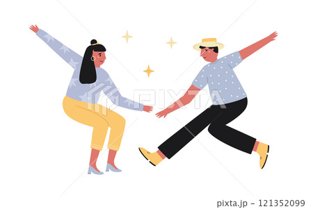 Vector Illustration of a Couple Dancing Swing. Perfect for Dance and Vintage Themed Designs 121352099