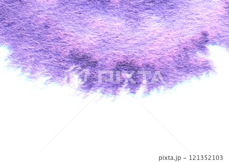 Vibrant abstract texture of purple and blue watercolor brush strokes on white 121352103
