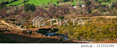 Vibrant natural landscape featuring flowing river and diverse vegetation in a serene rural setting during daylight hours. Vibrant natural landscape featuring flowing river and diverse vegetation in a serene rural setting during daylight hours. 121352549