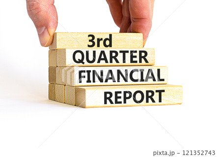 3rd quarter financial report symbol. Concept words 3rd quarter financial report on beautiful wooden blocks. Beautiful white background. Business 3rd quarter financial report concept. Copy space. 3rd quarter financial report symbol. Concept words 3rd quarter financial report on beautiful wooden blocks. Beautiful white background. Business 3rd quarter financial report concept. Copy space. 121352743