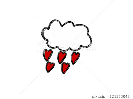 Doodle cloud with heart-shaped raindrops. Doodle cloud with heart-shaped raindrops. 121353042
