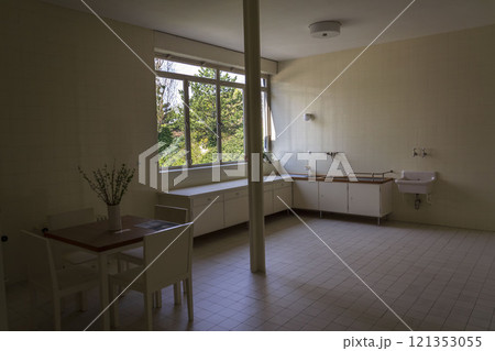 Villa Tugendhat by architect Ludwig Mies van der Rohe built in 1929-1930, modern functionalism architecture monument, UNESCO World Culture Heritage site on April 8, 2019 in Brno, Czech Republic. 121353055