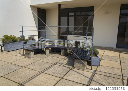 Villa Tugendhat by architect Ludwig Mies van der Rohe built in 1929-1930, modern functionalism architecture monument, UNESCO World Culture Heritage site on April 8, 2019 in Brno, Czech Republic. Villa Tugendhat by architect Ludwig Mies van der Rohe built in 1929-1930, modern functionalism architecture monument, UNESCO World Culture Heritage site on April 8, 2019 in Brno, Czech Republic. 121353058