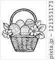 Colouring page Easter basket with eggs and flowers 121353173