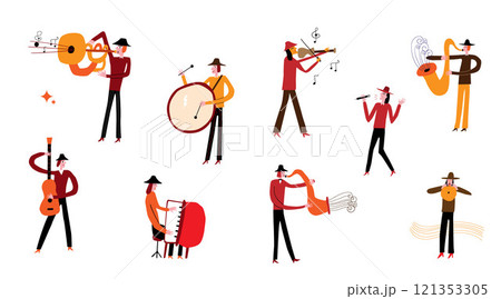jazz band musicians vector illustration , isolated cartoons design element 121353305