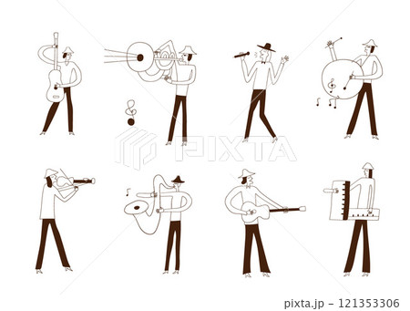 jazz band musicians vector illustration , isolated cartoons design element 121353306