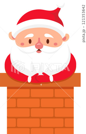 Santa Claus popping out of a chimney, joyfully delivering gifts on Christmas Eve, embodies the magic and celebration of the winter holidays and cherished traditions 121353642