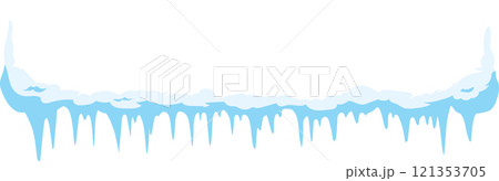 Seamless border with snow and icicles hanging isolated on white background, winter seasonal decoration element for christmas and new year design 121353705