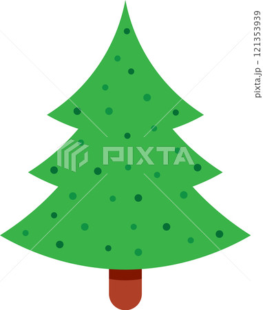 Minimalist vector illustration of a decorated christmas tree with small green and dark green dots. Perfect for christmas projects. Greeting cards. Websites. Articles. Social media posts and much more Minimalist vector illustration of a decorated christmas tree with small green and dark green dots. Perfect for christmas projects. Greeting cards. Websites. Articles. Social media posts and much more 121353939
