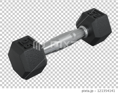 Hex Dumbbell with number 2.5, weightlifting gym equipment side view. Png clipart isolated on transparent background 121354141