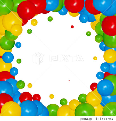 Abstract vector design element. Round photo frame made of colored balloons. Photo frame. Eps 10 Abstract vector design element. Round photo frame made of colored balloons. Photo frame. Eps 10 121354763