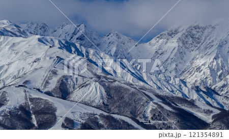 長野県白馬村　スキー場　遠景　北アルプス 121354891