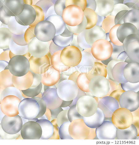 Splash of colored pearl pearls. Festive background. Round gold pearls. EPS 10 121354962