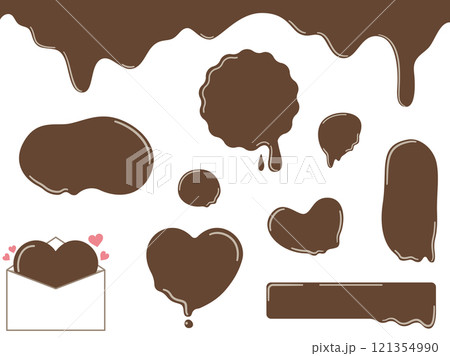 チョコレートフレームとバレンタイン装飾素材セット チョコレートフレームとバレンタイン装飾素材セット 121354990