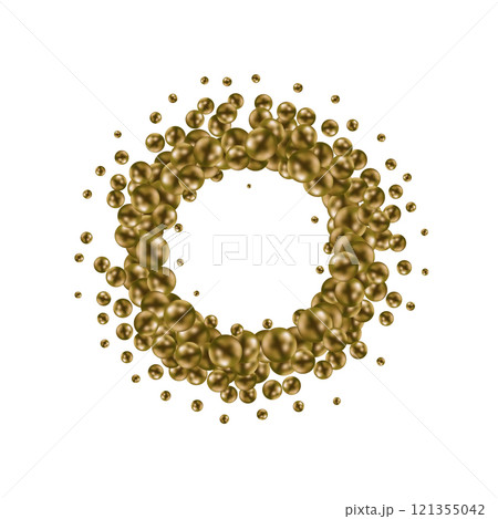 Gold realistic 3d balls with shadow. Design element. Photo frame. Eps 10 121355042