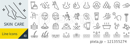スキンケアに関する線画アイコンセット スキンケアに関する線画アイコンセット 121355274