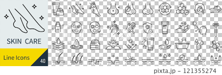 スキンケアに関する線画アイコンセット スキンケアに関する線画アイコンセット 121355274