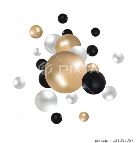 Beautiful festive background for the holidays from colored balloons. background for invitation, greeting card. Gold, white, black black. Eps 10 121355357