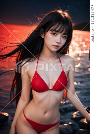 赤いビキニの美女 赤いビキニの美女 121355477