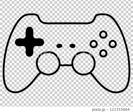 テレビゲームのコントローラーのシンプルな手描き線画イラスト 透過背景の切り抜き テレビゲームのコントローラーのシンプルな手描き線画イラスト 透過背景の切り抜き 121355664